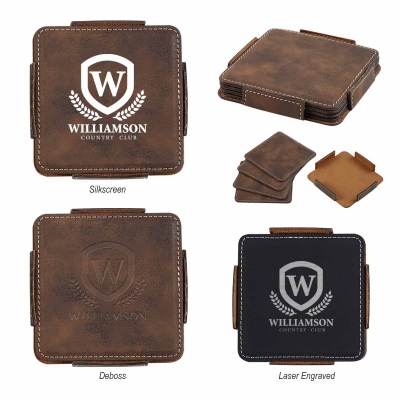 leather coaster set